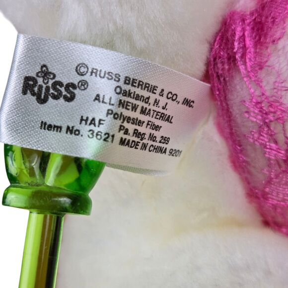 NWT Vintage Russ Boudoir Bear Plush 3621 White Lingerie Sexy White Pink 6" - Picture 9 of 11
